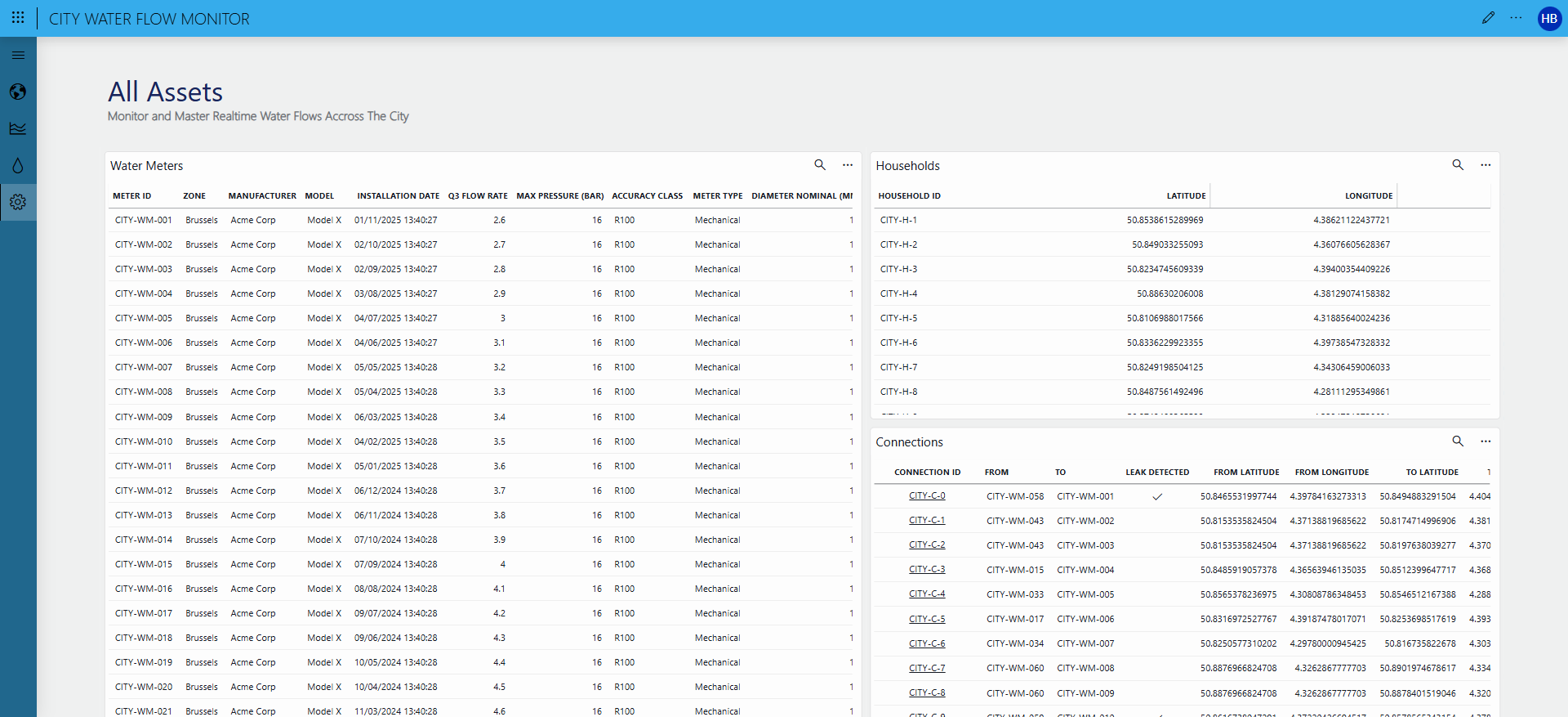City Water Management System (Low Code Application) screenshot